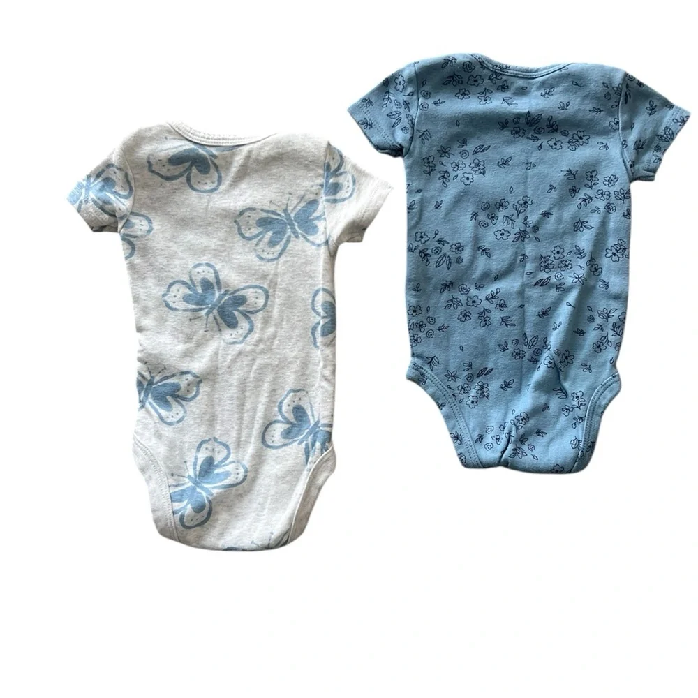 Carter’s Baby Girl Blue Floral and Butterfly  Onesie Bundle | 3M